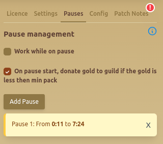 Pauses Tab