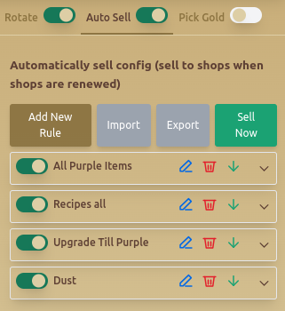 Packages - Auto Sell