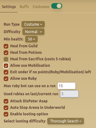 Underworld - Settings